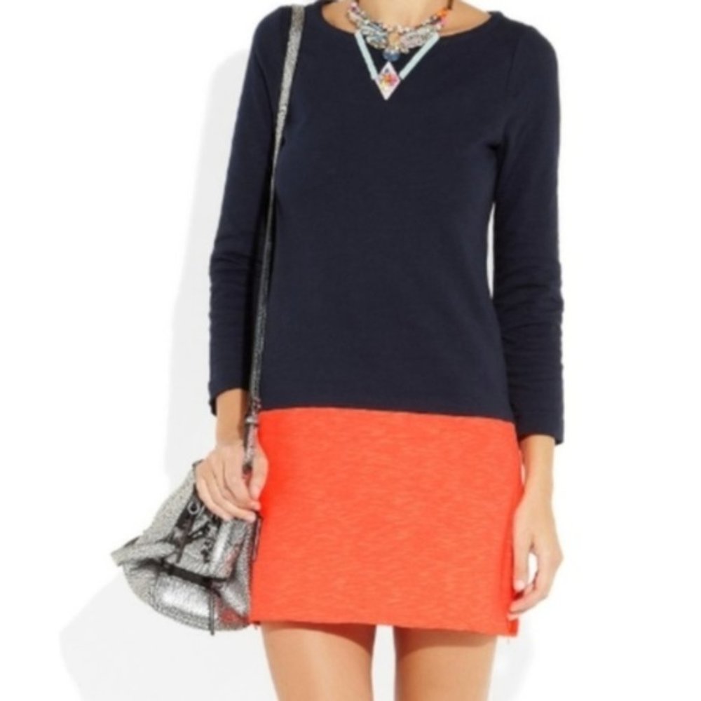 J. Crew Maritime Colorblock Shift Dress in Navy and Coral Small